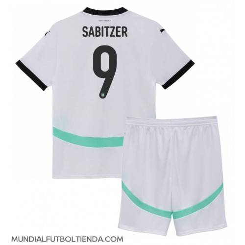 Camiseta Austria Marcel Sabitzer #9 Segunda Equipación Replica Eurocopa 2024 para niños mangas cortas (+ Pantalones cortos)